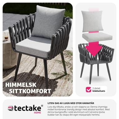 tectake Stol Lugano i repdesign med aluminiumram - antracit