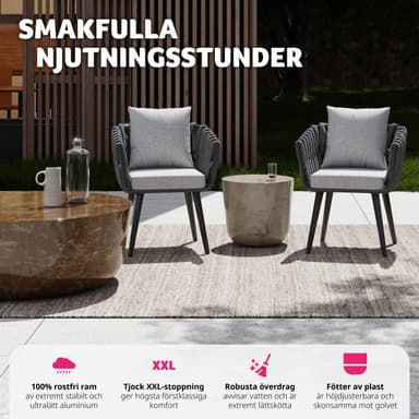 tectake Stol Lugano i repdesign med aluminiumram - antracit