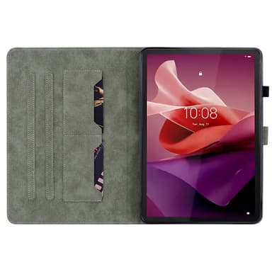 SKALO Lenovo Tab P12 Cute Tiger PU-Läder Fodral - Grön
