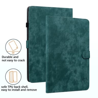 SKALO Lenovo Tab P12 Cute Tiger PU-Läder Fodral - Grön