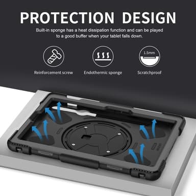 SKALO Samsung Tab S8 Extra Stöttåligt Armor Ring Skal med Axelrem - Svart