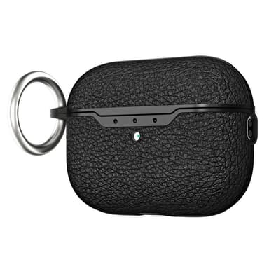 SKALO AirPods Pro 2 Litchi Fodral med Nyckelring - Svart