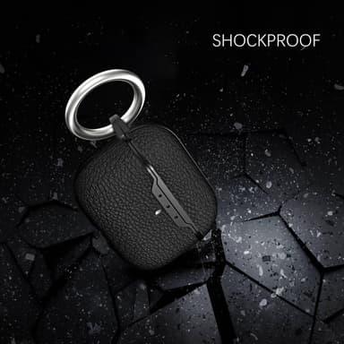 SKALO AirPods Pro 2 Litchi Fodral med Nyckelring - Svart