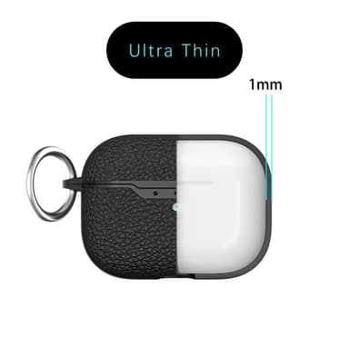 SKALO AirPods Pro 2 Litchi Fodral med Nyckelring - Svart