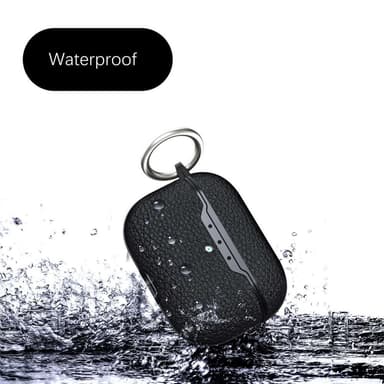 SKALO AirPods Pro 2 Litchi Fodral med Nyckelring - Svart