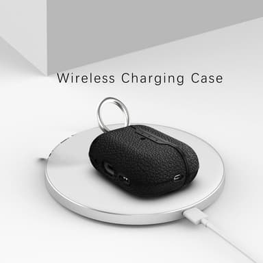 SKALO AirPods Pro 2 Litchi Fodral med Nyckelring - Svart