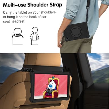 SKALO Lenovo Tab M10 FHD Plus 10.3"" Extra Stöttåligt Armor Spindelnät Skal med Axelrem - Svart