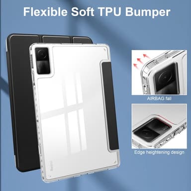 SKALO Xiaomi Redmi Pad Trifold Fodral med Transparent Baksida - Svart