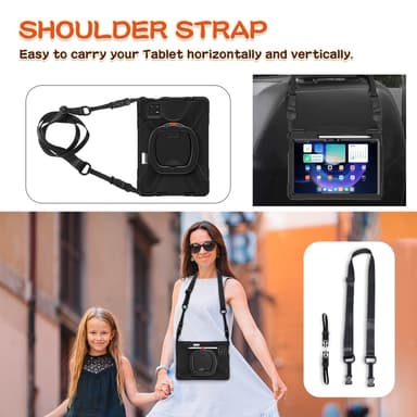 SKALO Xiaomi Pad 6 Extra Stöttåligt Armor Ring Skal med Axelrem - Svart