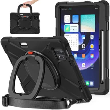 SKALO Xiaomi Pad 6 Extra Stöttåligt Armor Ring Skal med Axelrem - Svart