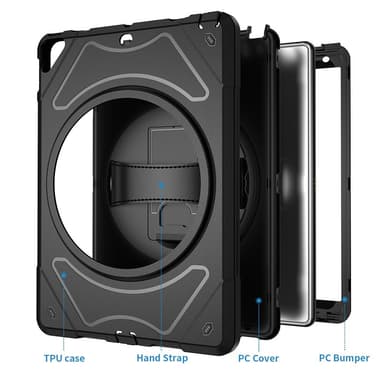 SKALO iPad 10.2 Stöttåligt Armor Silikon Skal - Svart