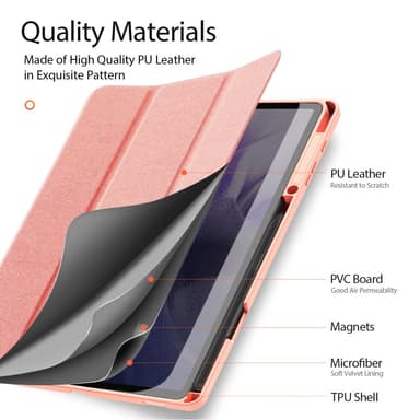 DUX DUCIS Samsung Tab S7+/S7 FE/S8+ DOMO Series Trifold Fodral - Rosa