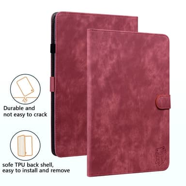 SKALO Lenovo Tab P12 Cute Tiger PU-Läder Fodral - Röd