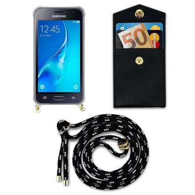 Samsung Galaxy J1 2016 Skal Fodral Kedja (Svart)