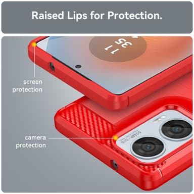 SKALO Motorola Edge 50 Fusion Armor Carbon Stöttåligt TPU-skal - Röd