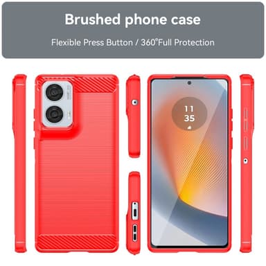 SKALO Motorola Edge 50 Fusion Armor Carbon Stöttåligt TPU-skal - Röd