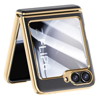 SKALO Samsung Z Flip6 Guldkant Skal - Svart