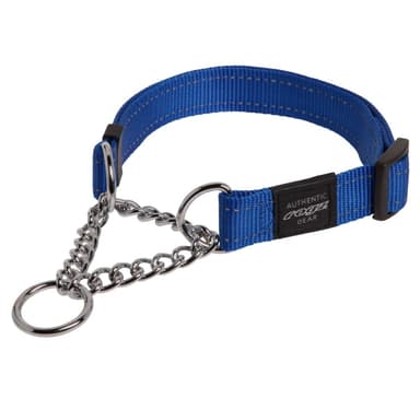 Halvpoof krage Rogz Utility M 16mm Snake Obedience, blå med reflektor