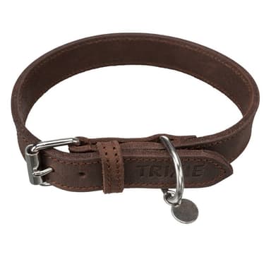 Rustik fettläderkrage, M: 37–44 cm/25 mm, mörkbrun