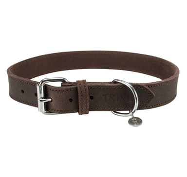 Rustik fatläderkrage, L–XL: 57–66 cm/30 mm, mörkbrun