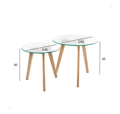 Sidobord HELENA 2st set D40xH40cm, D50xH45cm, glas