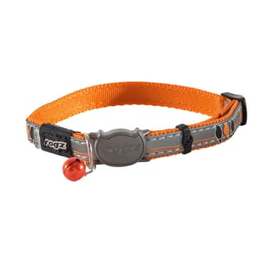 11 mm reflekterande safeloc breakaway katthalsband, orange fåglar på tråddesign