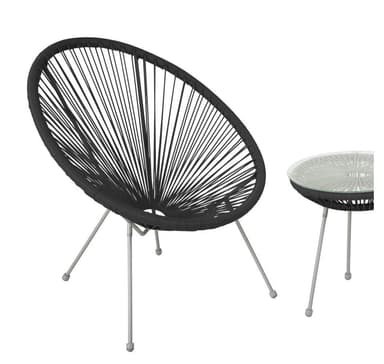 Balkongset COMO bord, 2 stolar, svart