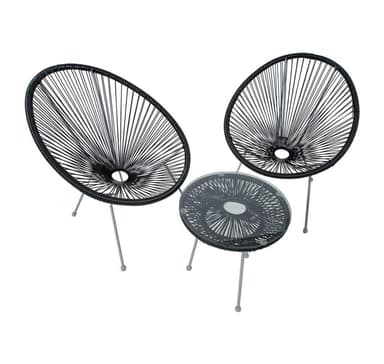 Balkongset COMO bord, 2 stolar, svart