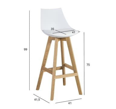 Barstol SONJA 41x41,5xH99cm, vit