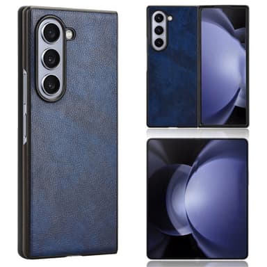 SKALO Samsung Z Fold6 PU-Läder Skal - Blå