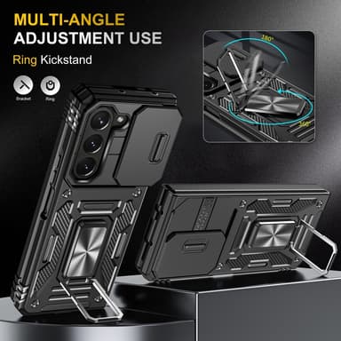 SKALO Samsung Z Fold6 Armor Hybrid Metallring Kameraslider - Svart