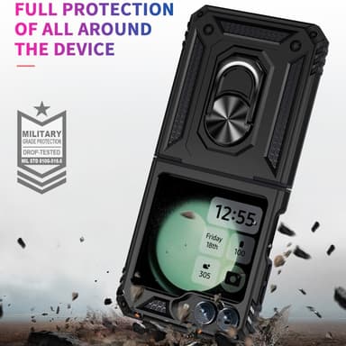 SKALO Samsung Z Flip6 Armor Hybrid Metallring skal - Svart