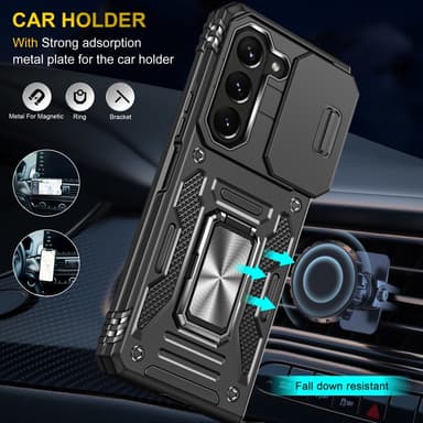 SKALO Samsung Z Fold6 Armor Hybrid Metallring Kameraslider - Svart