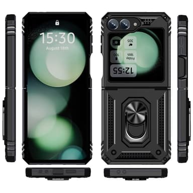 SKALO Samsung Z Flip6 Armor Hybrid Metallring skal - Svart