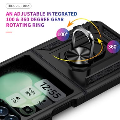 SKALO Samsung Z Flip6 Armor Hybrid Metallring skal - Svart