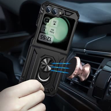 SKALO Samsung Z Flip6 Armor Hybrid Metallring skal - Svart