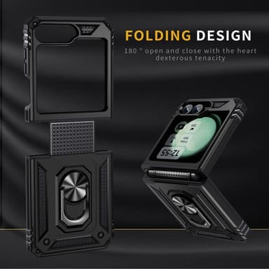 SKALO Samsung Z Flip6 Armor Hybrid Metallring skal - Svart