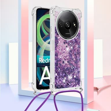 SKALO Xiaomi Redmi A3 Kvicksand Glitter Mobilhalsband - Lila