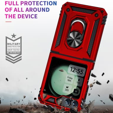 SKALO Samsung Z Flip6 Armor Hybrid Metallring skal - Röd