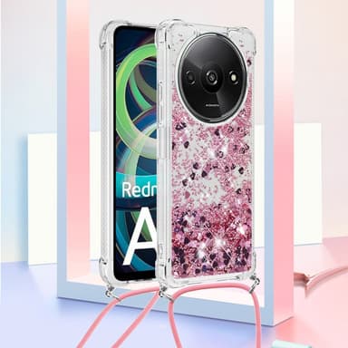 SKALO Xiaomi Redmi A3 Kvicksand Glitter Mobilhalsband - Roséguld