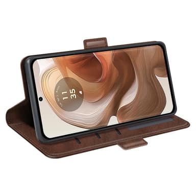 SKALO Motorola Edge 50 Ultra Premium Cut Plånboksfodral - Brun