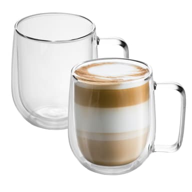2x Kaffekopp Mugg Termoglas 250 ml Teglas Kaffeglas