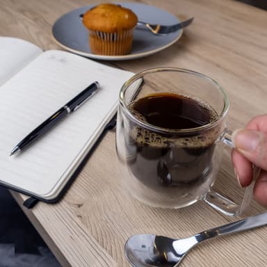 2x Kaffekopp Mugg Termoglas 250 ml Teglas Kaffeglas