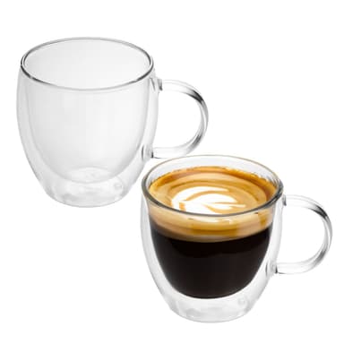2x Teglas Kaffeglas Kaffekopp Mugg Termoglas 100-150ml