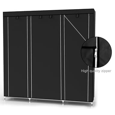 Fällbar Garderob 150x175x45 cm Klädskåp Skåpet (svart)