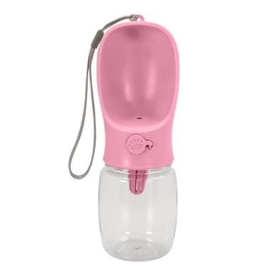 Bärbar vattenflaska i plast för hundar 350 ml (Rosa)