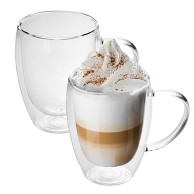 2x Kaffeglas Teglas Kaffekopp Mugg Termoglas 300-400ml