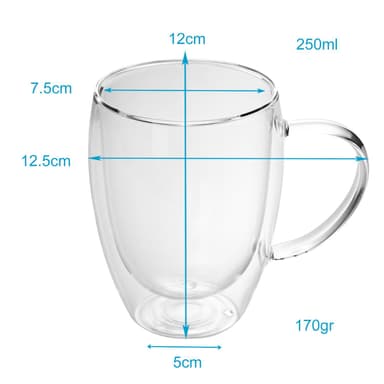 2x Kaffeglas Teglas Kaffekopp Mugg Termoglas 300-400ml