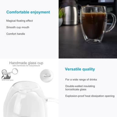 2x Kaffeglas Teglas Kaffekopp Mugg Termoglas 300-400ml