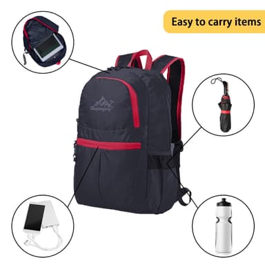 Vikbar Ryggsäck 36L Unisex Vattentät (svart)